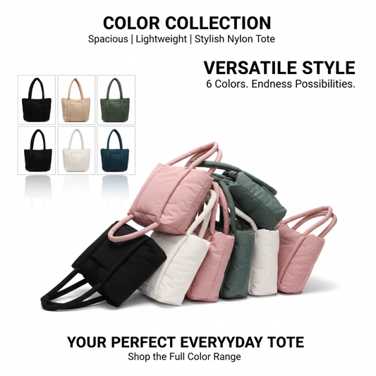 Large Capacity Nylon Shoulder Tote Bag - BAGS