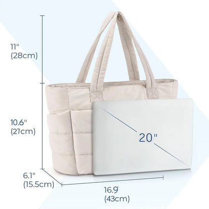Large Quilted Laptop Tote Bag - BAGS